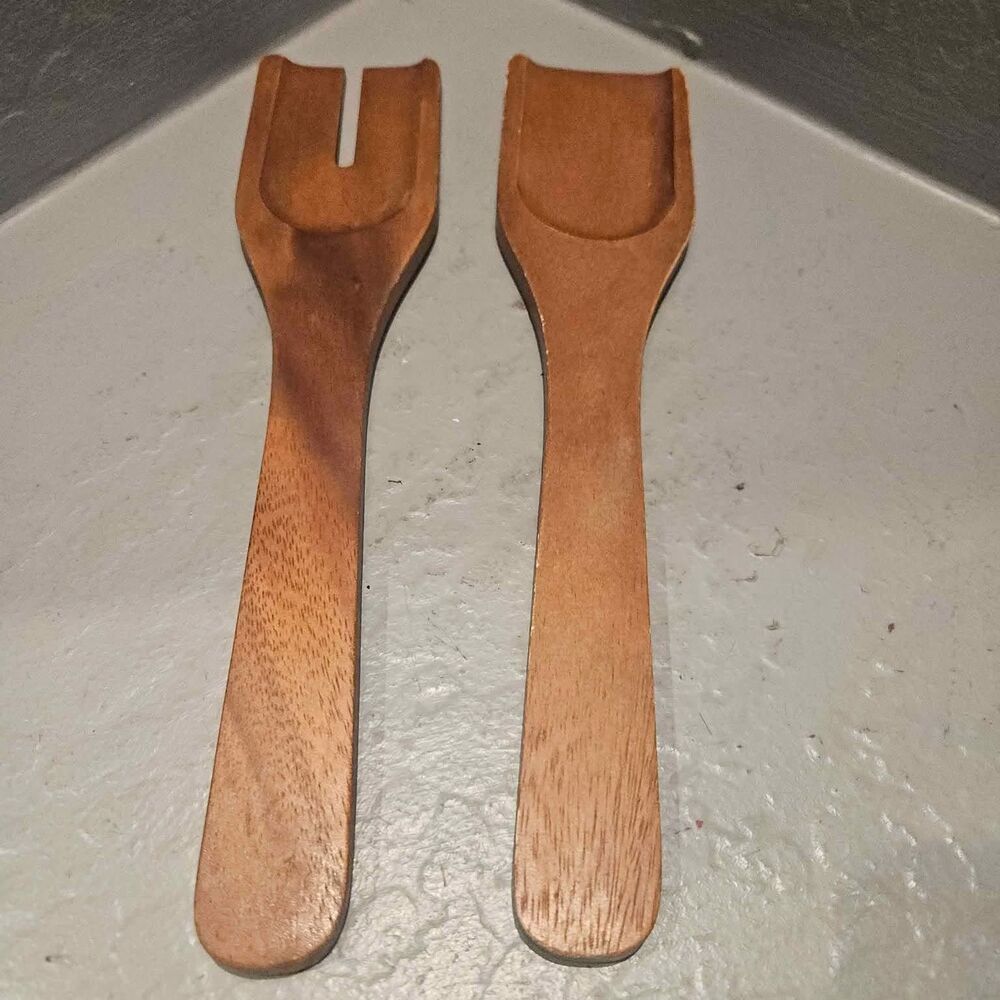 Acacia or Teak Large Wooden Salad Tongs 12"